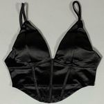 Black Satin Silk Padded Corset Tank Crop Top Shirt Blouse Size S 🖤 Photo 0