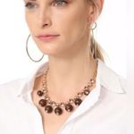 Kate Spade  Second Nature Gold Tone, Pink Crystal, & Wood Statement Necklace Photo 1