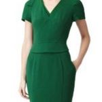 Reiss Marcia Peplum V-neck Dress, Green, Size 4 Photo 1