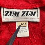 Vintage 80s Zum Zum Red Lace Floral Metallic Sequin Strapless Cocktail Dress Size XS Photo 6