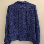 Vintage blue floral chiffon blouse Size M Photo 3