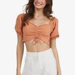 Roxy Flirty Walk Crop Top Size Small S Cinch Cord FEMININE SOFT GIRL ESTHETIC Photo 6
