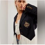 Free People FP  Ballet School Blazer Navy & White Cropped Academia Flowy sz S Photo 4