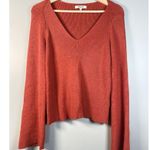 Madewell Flared Sleeve V-Neck Sweater Size M Etruscan Clay Orange Red Preppy Photo 2