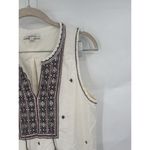 Madewell  Shift Dress Women 4 Cream Red Embroidered Suncoast V Neck Boho‎ Tassle Photo 9