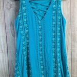 Love Reign  Teal Dress with Floral Embroidery Photo 0