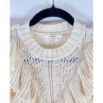 Tularosa Womens Sweater Ivory Manny Wool Blend Ruffle Flared Ribbed Pullover XS Photo 3