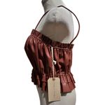Sunday in Brooklyn Anthropologie  Faux Leather Pleated Peplum Top Size Small NWT Photo 2