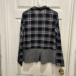 Hem & Thread  Womens Button‎ Up Blue Plaid Long Sleeve Top Large Grey Contrast Photo 5