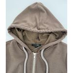 PaperMoon Womens Small Tiered Ruffled Zip Up Hooded Drawstring Top Brown Jacket Photo 6