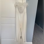 Mac Duggal  Ivory Jumpsuit with Feather Accents Photo 2