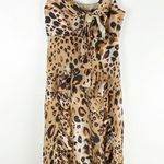 ALPHA OMEGA Animal Print High Ruffled Cutout Top, Size Small Photo 1