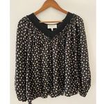 The Great  Holly Top Silk 0 Black Cream Ditsy Floral V Neck Long Sleeve Blouse Photo 0