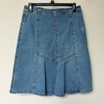 AMI Denim Skirt 6 Beaded Retro Boho Western Midi Blue Photo 2