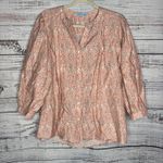 J. McLaughlin  Laramie Blouse Women's XLarge Pink Bird Floral Silk Blend 3/4 Puff Photo 1