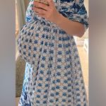 Anthropologie Block print Maxi dress vneck puff sleeve bump friendly tie front farmers market Photo 4