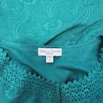 Rebecca Malone Teal Floral Jacquard ¾ Sleeve Jersey Knit Cardigan Size SP Photo 4
