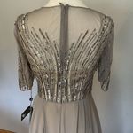 Adrianna Papell NWT  Formal Dress Silver Sz 2 Beaded Bodice Chiffon Bride Groom Photo 8