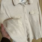 Aerie  Beige Waffle Knit Button-Down Shirt Photo 3