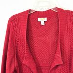 Talbots  Plus Size 1X Cardigan Knit Sweater Red Cable Button Front Office 1722 Photo 3