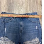 Topshop  Moto Mom Denim‎ Shorts Size US 8 Ripped Distressed High Waist Blue Jean Photo 4