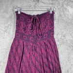 Free People  Jumpsuit Small S Magenta Purple Smocked Wide Leg Boho Gypsy Festival Photo 3