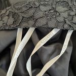 David's Bridal Open Back Halter Lace Mesh Maxi Formal Graphite Gray Wedding Photo 4