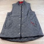 Elizabeth McKay Wool Blend Quilted Herringbone Vest Horse Lining Gray Women’s S Photo 0