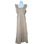 Madewell Linen Blend Ruffle Tie Back Wide Leg Jumpsuit Neutral Size 4 Neutral Photo 2