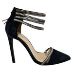 L.A.M.B. Suede Stiletto Studded Ankle Strap Heels in Black Size 81/2 Photo 0