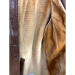 Vintage Novina Mr. Murray Brown Faux Leather Coat 70s Mod Retro Shearling Lined Size 16 Photo 4