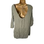 Aerie Peasant Mini Dress Boho Bell Sleeve Lace Trim Olive M Photo 1