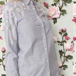 Rag and Bone Stripe Sahara Blue Embroidered Button Down Shirt Preppy Dainty S Photo 0