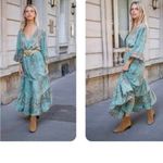 Anthropologie Boemo Green Paisley Long Sleeve Flowy Maxi Dress M Photo 9