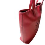 Christmas NWT Crabtree & Evelyn Large Red Tote Bag Laser Cut Vegan Leather Photo 5