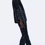 ZARA  Shimmer Satin Effect Blazer Jacker Black Size S NWT Photo 4