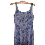 Vtg Floral Sheer Overlay Slip Maxi Dress Sz 4 Blue Purple Ethereal Romantic Y2K Photo 5