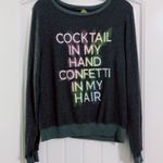 Wildfox Sweatshirt Cocktails Confetti Oversized Dark Grey Sweater Size S NWT Photo 4