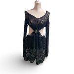 Fashion House Fishnet Crochet Romper Black Size L Photo 1