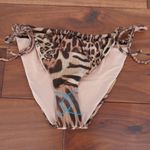 ASOS DESIGN Leopard Print High Leg String Thong Bikini Bottoms Brown Size 8 Photo 0
