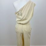 Free People  Avery One Shoulder Jumpsuit Wide Leg Pockets Cream Ivory US 4 NWT Photo 9
