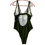 Shade & Shore Size L One Piece Swimsuit Olive Green Side Knot Open Back NEW Photo 2