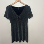 Urban Outfitters NWT Sparkly Tie Front Black Short Sleeve Dress Size Medium Photo 2