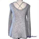belle du jour  XS womens gray long sleeve knit top lace side cross cross back Photo 2