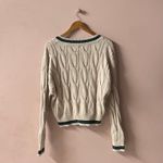 Cotton On Tan & Hunter Green Knit Cropped Boxy Fit Varsity Sweater NWT Sz M Photo 1