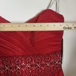vtg Cameron Blake Dress Womens 10 Red Beaded Evening Gown Formal Prom Strapless Photo 11