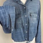 Bella Dahl  Tencel Oversized Cropped Denim Shirt Jacket in Light Blue XS NWT Photo 3