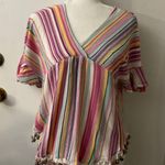 Kori America Fringed Multi-color Boho Top size S Photo 0