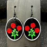 Handmade Floral Black and Red Earrings Photo 3