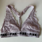 PINK - Victoria's Secret ‎ Lace Bralette Racerback Light Purple Bra Size M Photo 0